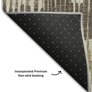 Piper Looms Mayfield Stripes AMF889 Taupe Machine Washable Area Rug Backing Image