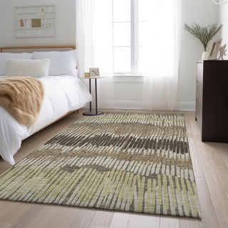 Piper Looms Mayfield Stripes AMF889 Taupe Machine Washable Area Rug Lifestyle Image Feature
