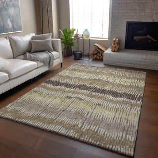 Piper Looms Mayfield Stripes AMF889 Taupe Machine Washable Area Rug Lifestyle Image Feature