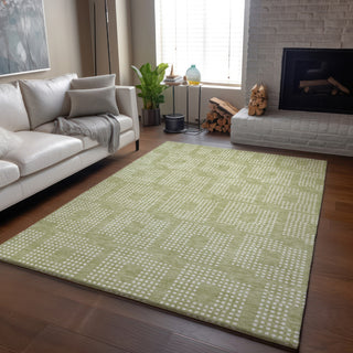 Piper Looms Mayfield Squares AMF890 Aloe Machine Washable Area Rug Lifestyle Image Feature