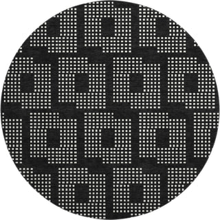 Piper Looms Mayfield Squares AMF890 Black Machine Washable Area Rug Round Main Image