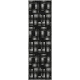 Piper Looms Mayfield Squares AMF890 Black Machine Washable Area Rug Runner Main Image