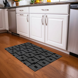 Piper Looms Mayfield Squares AMF890 Black Machine Washable Area Rug Scatter Lifestyle Image Feature