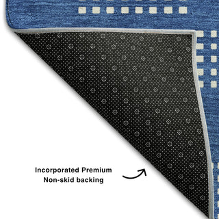 Piper Looms Mayfield Squares AMF890 Blue Machine Washable Area Rug Backing Image