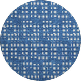 Piper Looms Mayfield Squares AMF890 Blue Machine Washable Area Rug Round Main Image