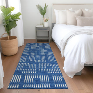 Piper Looms Mayfield Squares AMF890 Blue Machine Washable Area Rug Runner Lifestyle Image Feature