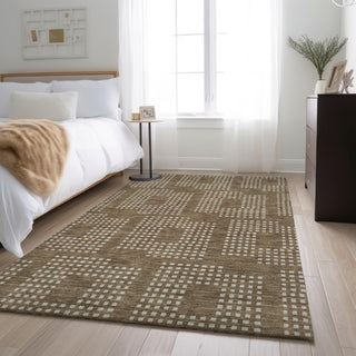 Piper Looms Mayfield Squares AMF890 Brown Machine Washable Area Rug Lifestyle Image Feature