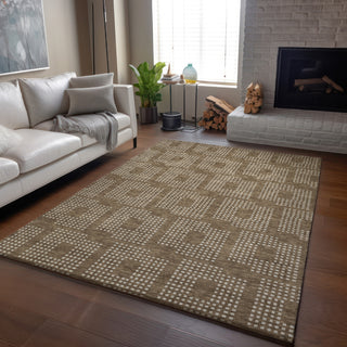 Piper Looms Mayfield Squares AMF890 Brown Machine Washable Area Rug Lifestyle Image Feature