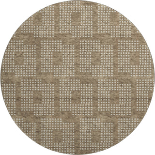 Piper Looms Mayfield Squares AMF890 Brown Machine Washable Area Rug Round Main Image