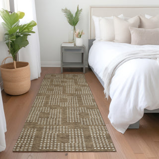 Piper Looms Mayfield Squares AMF890 Brown Machine Washable Area Rug Runner Lifestyle Image Feature