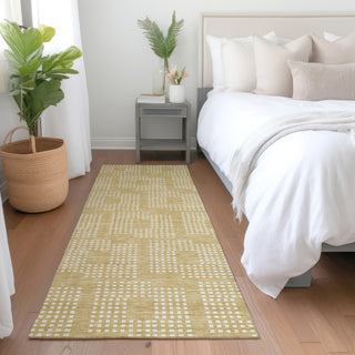 Piper Looms Mayfield Squares AMF890 Gold Machine Washable Area Rug Runner Lifestyle Image Feature