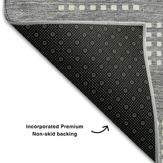 Piper Looms Mayfield Squares AMF890 Gray Machine Washable Area Rug Backing Image