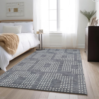 Piper Looms Mayfield Squares AMF890 Gray Machine Washable Area Rug Lifestyle Image Feature