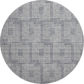 Piper Looms Mayfield Squares AMF890 Gray Machine Washable Area Rug Round Main Image