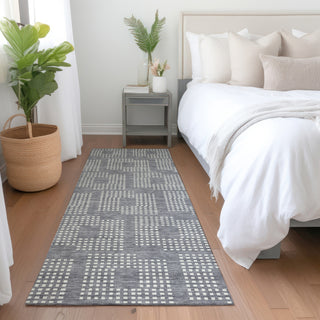 Piper Looms Mayfield Squares AMF890 Gray Machine Washable Area Rug Runner Lifestyle Image Feature