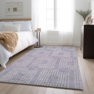 Piper Looms Mayfield Squares AMF890 Lavender Machine Washable Area Rug Lifestyle Image Feature