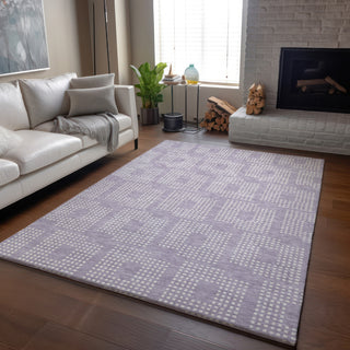 Piper Looms Mayfield Squares AMF890 Lavender Machine Washable Area Rug Lifestyle Image Feature
