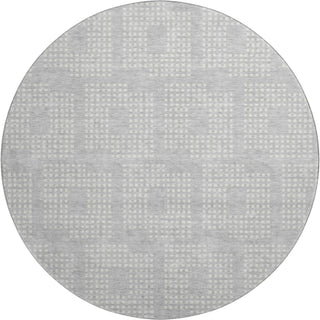 Piper Looms Mayfield Squares AMF890 Silver Machine Washable Area Rug Round Main Image
