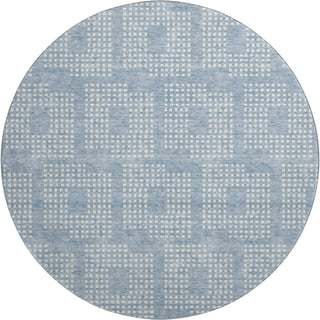 Piper Looms Mayfield Squares AMF890 Sky Machine Washable Area Rug Round Main Image