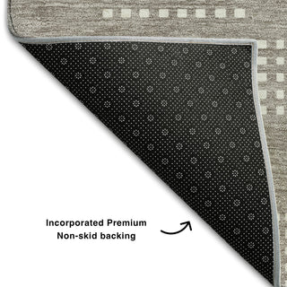 Piper Looms Mayfield Squares AMF890 Taupe Machine Washable Area Rug Backing Image