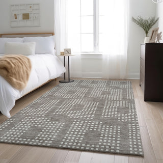 Piper Looms Mayfield Squares AMF890 Taupe Machine Washable Area Rug Lifestyle Image Feature
