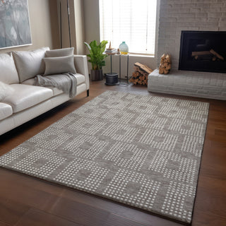 Piper Looms Mayfield Squares AMF890 Taupe Machine Washable Area Rug Lifestyle Image Feature