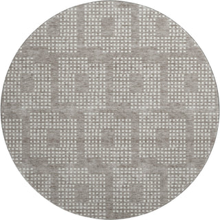 Piper Looms Mayfield Squares AMF890 Taupe Machine Washable Area Rug Round Main Image