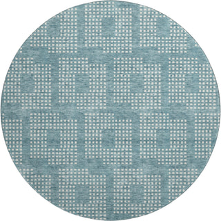 Piper Looms Mayfield Squares AMF890 Teal Machine Washable Area Rug Round Main Image