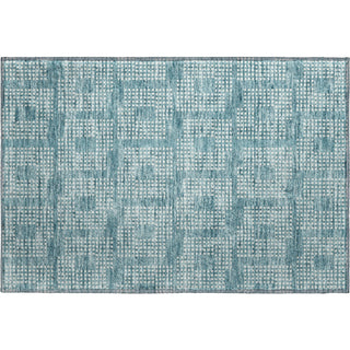 Piper Looms Mayfield Squares AMF890 Teal Machine Washable Area Rug Scatter Main Image