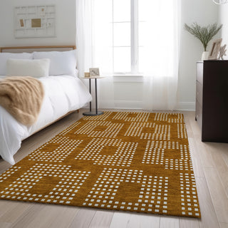 Piper Looms Mayfield Squares AMF890 Terracotta Machine Washable Area Rug Lifestyle Image Feature