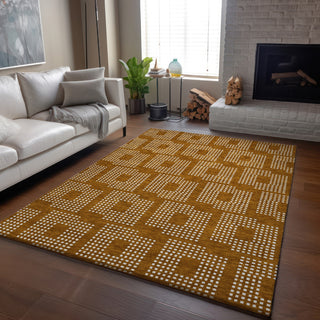 Piper Looms Mayfield Squares AMF890 Terracotta Machine Washable Area Rug Lifestyle Image Feature