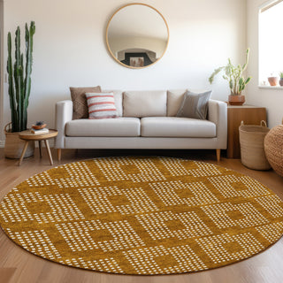 Piper Looms Mayfield Squares AMF890 Terracotta Machine Washable Area Rug Round Lifestyle Image Feature
