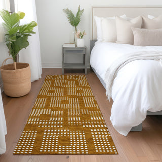 Piper Looms Mayfield Squares AMF890 Terracotta Machine Washable Area Rug Runner Lifestyle Image Feature