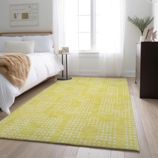 Piper Looms Mayfield Squares AMF890 Yellow Machine Washable Area Rug Lifestyle Image Feature