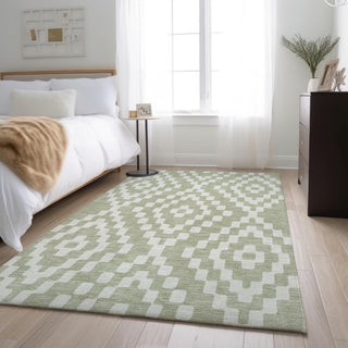 Piper Looms Mayfield Diamonds AMF891 Aloe Machine Washable Area Rug Lifestyle Image Feature