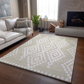 Piper Looms Mayfield Diamonds AMF891 Beige Machine Washable Area Rug Lifestyle Image Feature