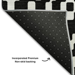 Piper Looms Mayfield Diamonds AMF891 Black Machine Washable Area Rug Backing Image