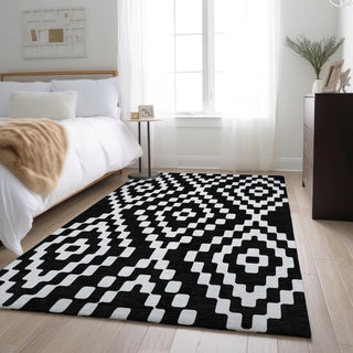 Piper Looms Mayfield Diamonds AMF891 Black Machine Washable Area Rug Lifestyle Image Feature
