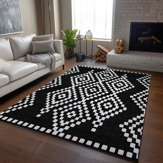Piper Looms Mayfield Diamonds AMF891 Black Machine Washable Area Rug Lifestyle Image Feature