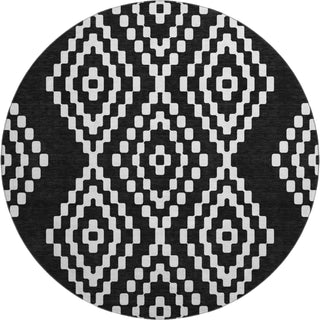 Piper Looms Mayfield Diamonds AMF891 Black Machine Washable Area Rug Round Main Image