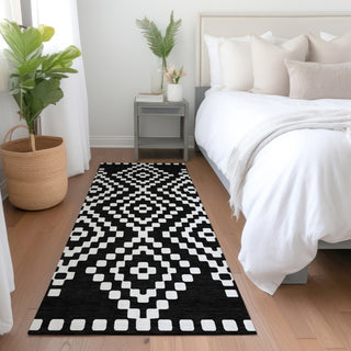 Piper Looms Mayfield Diamonds AMF891 Black Machine Washable Area Rug Runner Lifestyle Image Feature