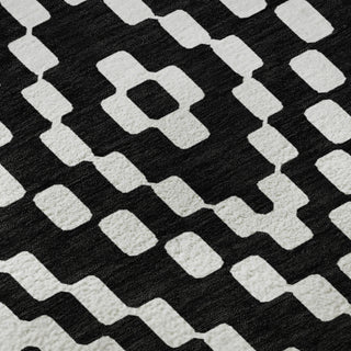Piper Looms Mayfield Diamonds AMF891 Black Machine Washable Area Rug Swatch Image