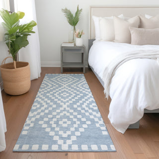 Piper Looms Mayfield Diamonds AMF891 Denim Machine Washable Area Rug Runner Lifestyle Image Feature