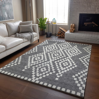 Piper Looms Mayfield Diamonds AMF891 Gray Machine Washable Area Rug Lifestyle Image Feature