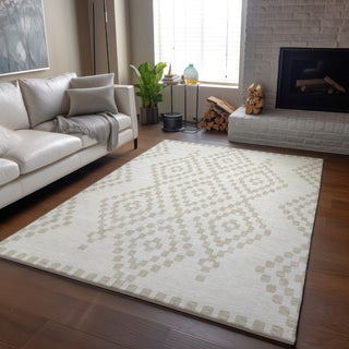 Piper Looms Mayfield Diamonds AMF891 Ivory Machine Washable Area Rug Lifestyle Image Feature