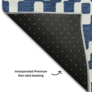 Piper Looms Mayfield Diamonds AMF891 Navy Machine Washable Area Rug Backing Image