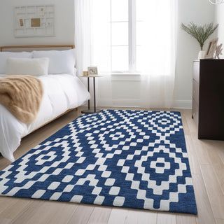 Piper Looms Mayfield Diamonds AMF891 Navy Machine Washable Area Rug Lifestyle Image Feature