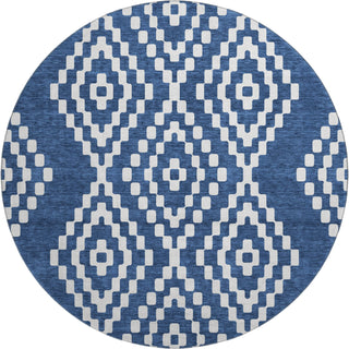 Piper Looms Mayfield Diamonds AMF891 Navy Machine Washable Area Rug Round Main Image
