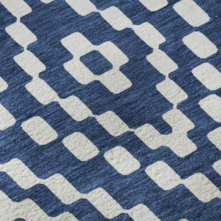Piper Looms Mayfield Diamonds AMF891 Navy Machine Washable Area Rug Swatch Image