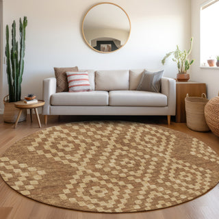 Piper Looms Mayfield Diamonds AMF891 Paprika Machine Washable Area Rug Round Lifestyle Image Feature